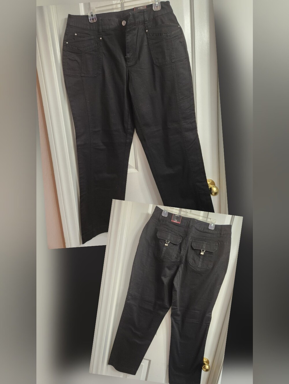 Avenue Women's Black Utility Cargo Pants Plus Average Size 14